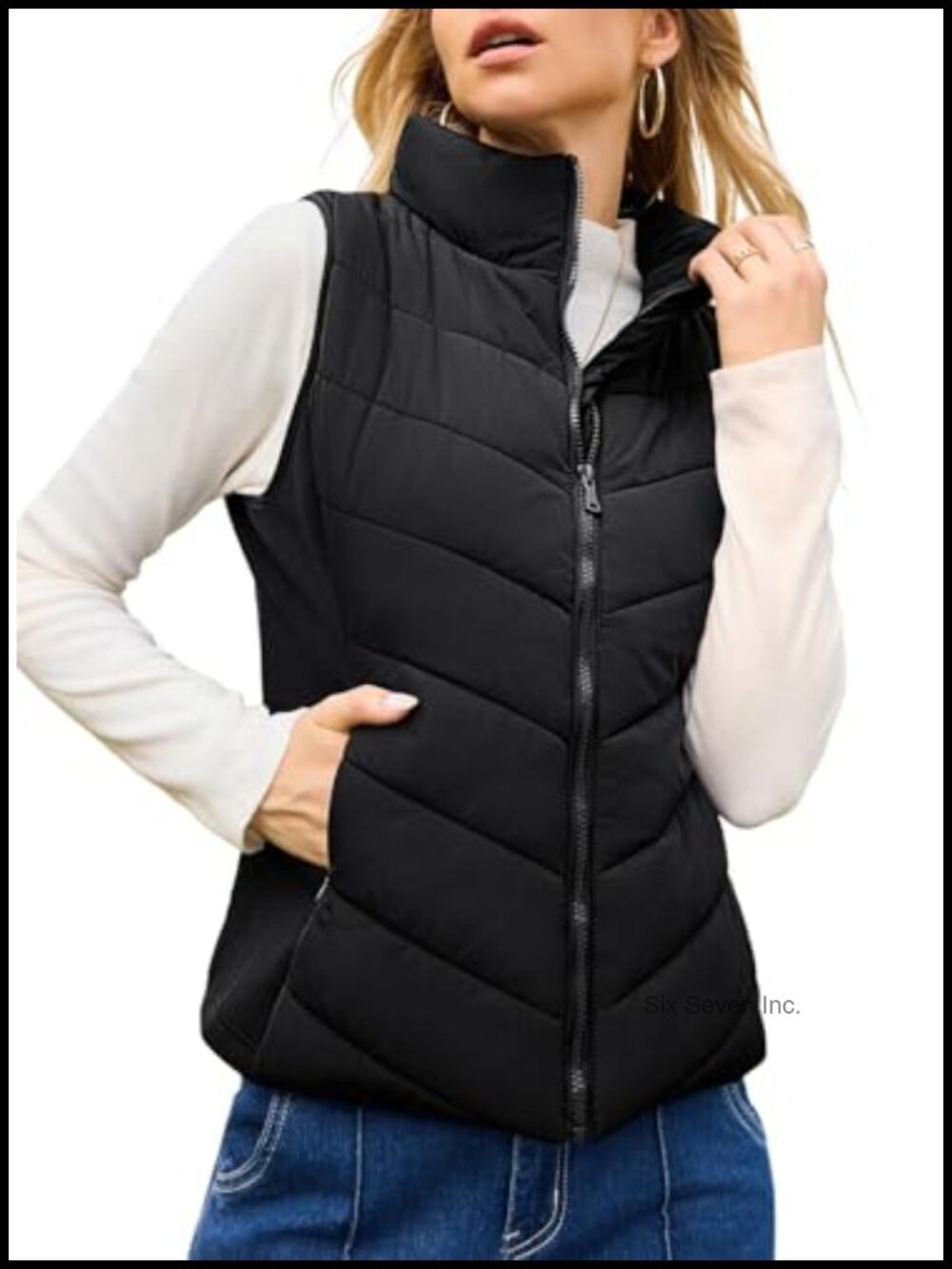 Women's Quilted Puffer Vest Lightweight Sleeveless Zip Outerwear Gilet
